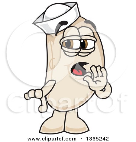 Clipart of a Navy Bean Mascot Character Whispering - Royalty Free Vector Illustration by Mascot Junction