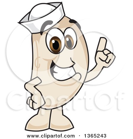 Clipart of a Navy Bean Mascot Character Holding up a Finger - Royalty Free Vector Illustration by Mascot Junction