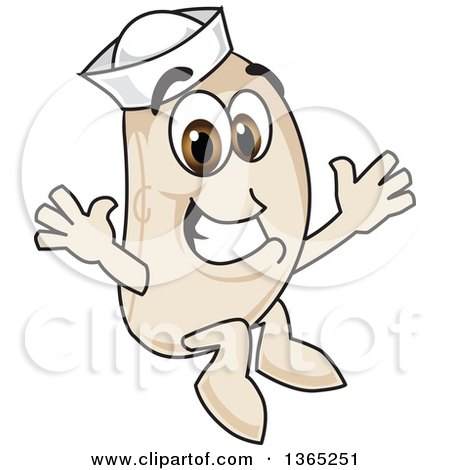Clipart of a Navy Bean Mascot Character Jumping - Royalty Free Vector Illustration by Mascot Junction