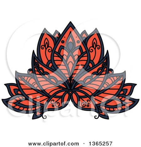 Clipart of a Blue and Salmon Pink Henna Lotus Flower - Royalty Free Vector Illustration by Vector Tradition SM