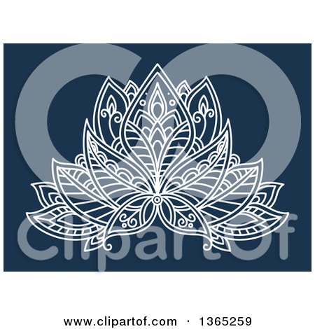 Clipart of a White Henna Lotus Flower on Blue - Royalty Free Vector Illustration by Vector Tradition SM