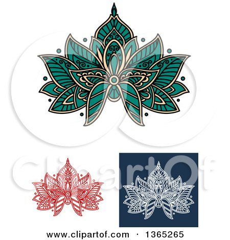Clipart of Henna Lotus Flowers - Royalty Free Vector Illustration by Vector Tradition SM