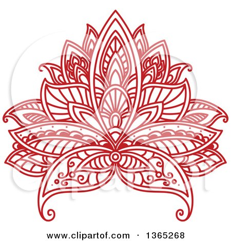 Clipart of a Red Henna Lotus Flower - Royalty Free Vector Illustration by Vector Tradition SM