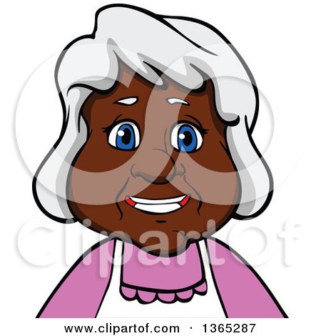 Clipart of a Cartoon Black Senior Woman - Royalty Free Vector Illustration by Vector Tradition SM