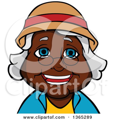 Clipart of a Cartoon Bespectacled Black Senior Woman - Royalty Free Vector Illustration by Vector Tradition SM