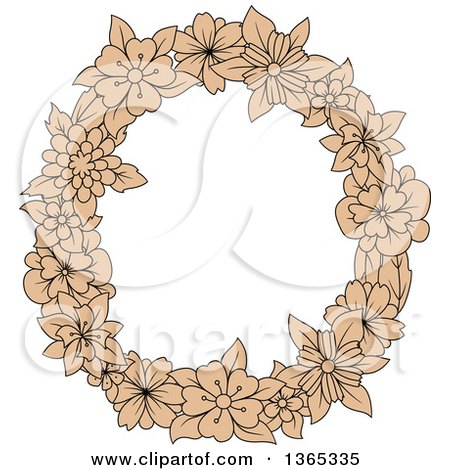 Clipart of a Tan Floral Uppercase Alphabet Letter O - Royalty Free Vector Illustration by Vector Tradition SM