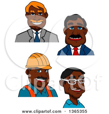 Clipart of Cartoon Avatars of Black Men - Royalty Free Vector Illustration by Vector Tradition SM