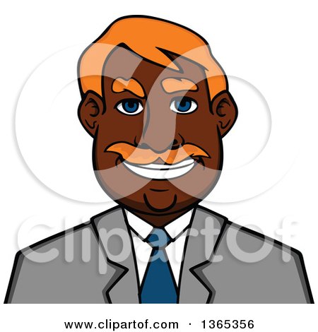 Clipart of a Cartoon Avatar of a Happy Black Businessman - Royalty Free Vector Illustration by Vector Tradition SM