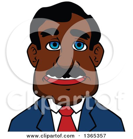 Clipart of a Cartoon Avatar of a Happy Black Businessman - Royalty Free Vector Illustration by Vector Tradition SM