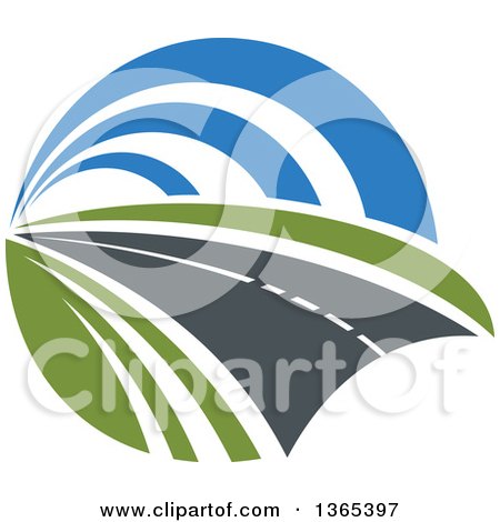 Clipart of a Curving Two Lane Road - Royalty Free Vector Illustration by Vector Tradition SM