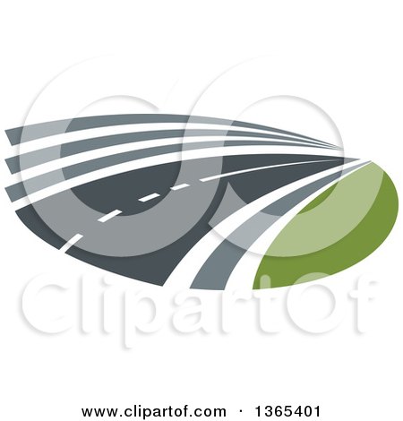 Clipart of a Curving Two Lane Road - Royalty Free Vector Illustration by Vector Tradition SM