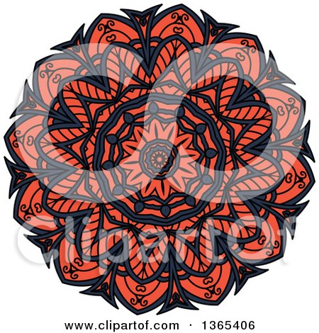 Clipart of a Navy Blue and Salmon Pink Kaleidoscope Flower Design - Royalty Free Vector Illustration by Vector Tradition SM