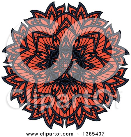 Clipart of a Navy Blue and Salmon Pink Kaleidoscope Flower Design - Royalty Free Vector Illustration by Vector Tradition SM