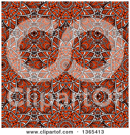 Clipart of a Seamless Background Pattern of Red Kaleidoscope Flowers - Royalty Free Vector Illustration by Vector Tradition SM