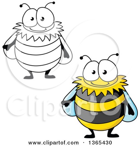 Clipart of Cartoon Happy Bees - Royalty Free Vector Illustration by Vector Tradition SM