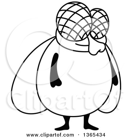 Clipart of a Cartoon Black and White House Fly - Royalty Free Vector Illustration by Vector Tradition SM