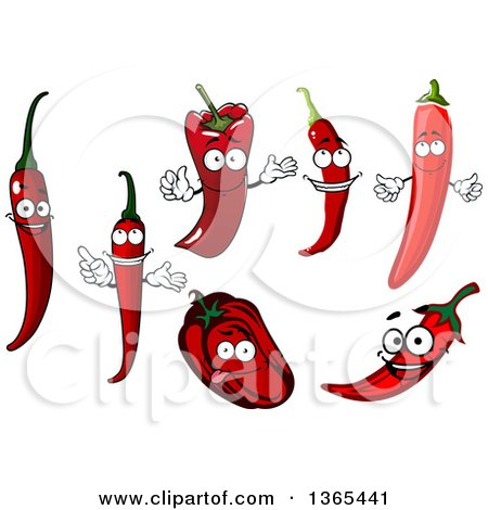 Clipart of Cartoon Pepper Characters - Royalty Free Vector Illustration by Vector Tradition SM