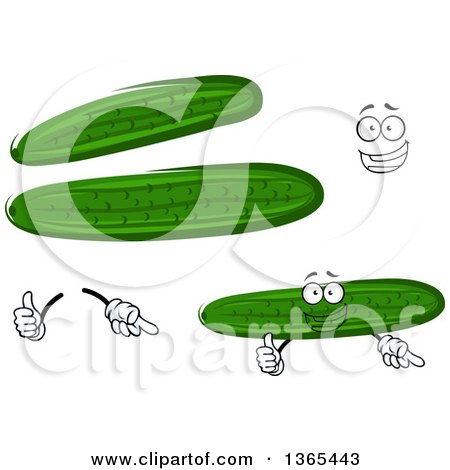 Clipart of a Cartoon Face, Hands and Cucumbers - Royalty Free Vector Illustration by Vector Tradition SM