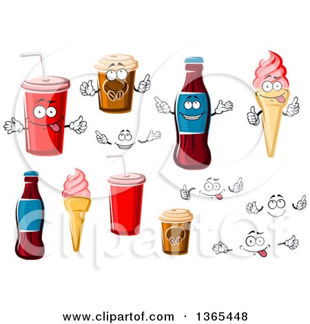 Clipart of Faces, Hands, Coffee, Ice Cream and Sodas - Royalty Free Vector Illustration by Vector Tradition SM