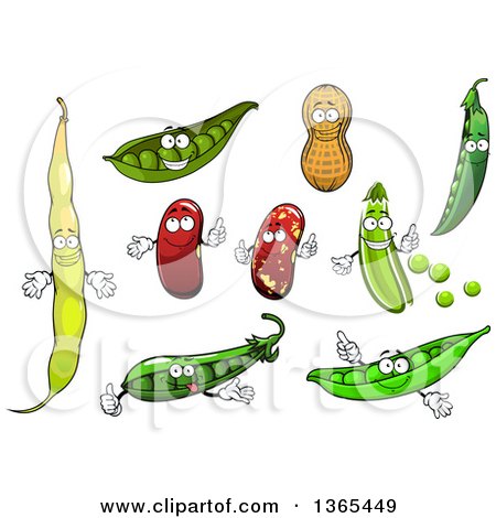 Clipart of Cartoon Peas, Beans and Peanut Characters - Royalty Free Vector Illustration by Vector Tradition SM