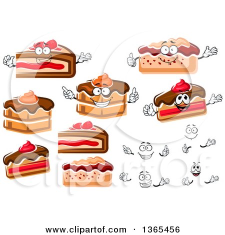 Clipart of Cartoon Faces, Hands and Cakes - Royalty Free Vector Illustration by Vector Tradition SM