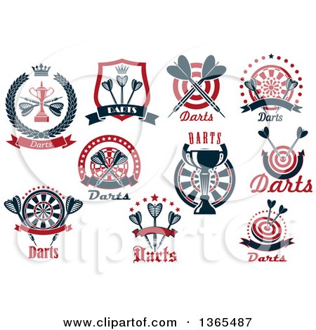 Clipart of Red and Navy Blue Throwing Darts Designs with Text - Royalty Free Vector Illustration by Vector Tradition SM
