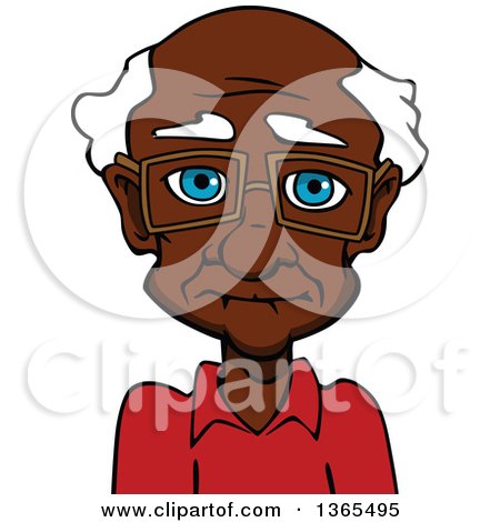 Clipart of a Cartoon Bespectacled Black Senior Man - Royalty Free Vector Illustration by Vector Tradition SM