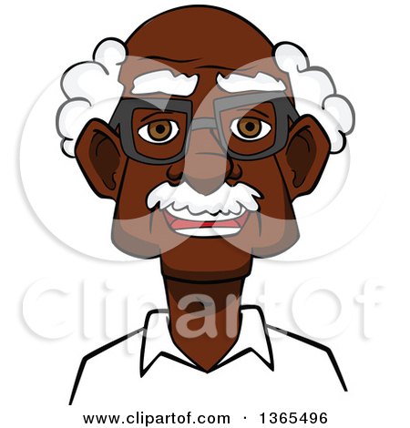 Clipart of a Cartoon Bespectacled Black Senior Man - Royalty Free Vector Illustration by Vector Tradition SM