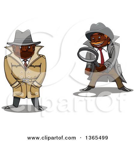 Clipart of Cartoon Black Male Detectives - Royalty Free Vector Illustration by Vector Tradition SM