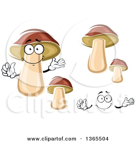 Clipart of a Cartoon Face, Hands and Boletus Mushrooms - Royalty Free Vector Illustration by Vector Tradition SM
