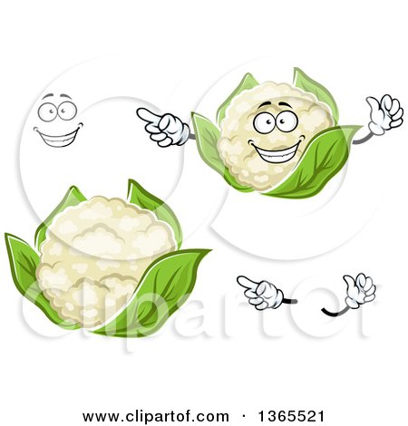 Clipart of a Cartoon Face, Hands and Cauliflower - Royalty Free Vector Illustration by Vector Tradition SM