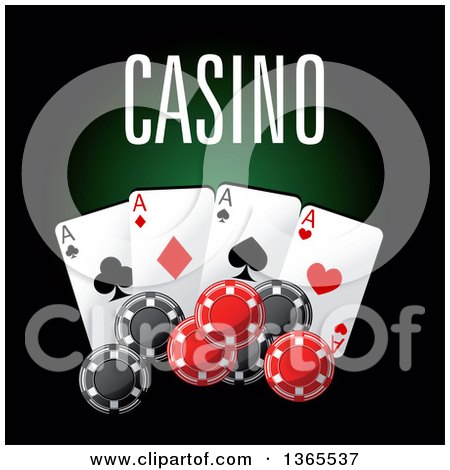 Clipart of a Casino Design with Playing Cards and Poker Chips - Royalty Free Vector Illustration by Vector Tradition SM
