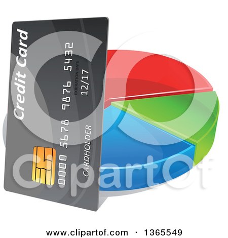Clipart of a 3d Credit Card and Pie Graph - Royalty Free Vector Illustration by Vector Tradition SM