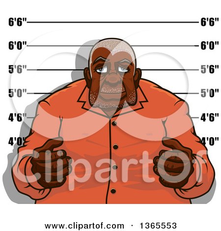 Clipart of a Senior Black Man Getting His Mugshot Taken - Royalty Free Vector Illustration by Vector Tradition SM