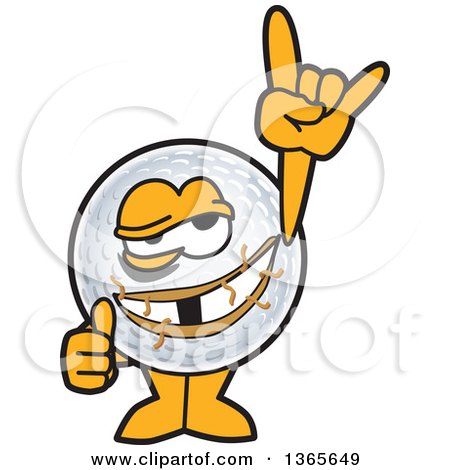 Clipart of a Damaged Golf Ball Sports Mascot Character - Royalty Free Vector Illustration by Mascot Junction