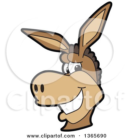 Clipart of a Cartoon Donkey Mascot Smiling - Royalty Free Vector Illustration by Mascot Junction