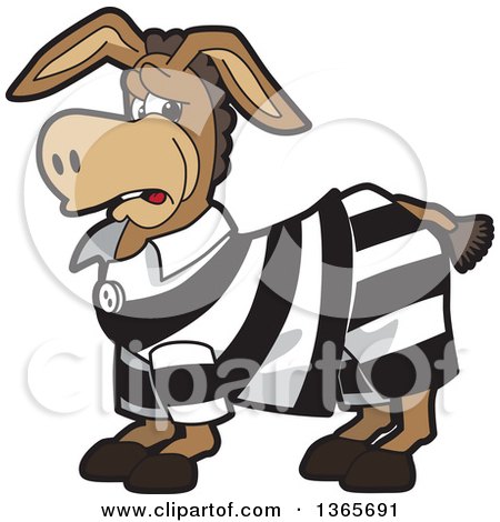 Clipart of a Cartoon Donkey Mascot in a Jail Suit - Royalty Free Vector Illustration by Mascot Junction