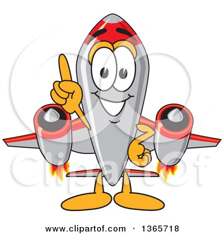 Clipart of a Rocket Mascot Cartoon Character Holding up a Finger - Royalty Free Vector Illustration by Mascot Junction