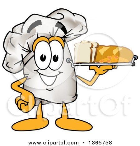 Clipart of a Toque Chefs Hat Mascot Character Serving Bread and Pasta on a Tray - Royalty Free Vector Illustration by Mascot Junction
