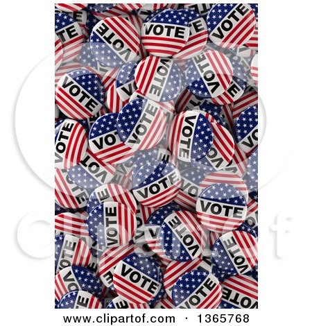 Clipart of 3d American Flag Presidential Election Vote Buttons in a Box - Royalty Free Illustration by stockillustrations