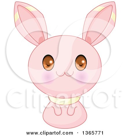 Clipart of a Cute Pink Bunny Rabbit Creature - Royalty Free Vector Illustration by Pushkin