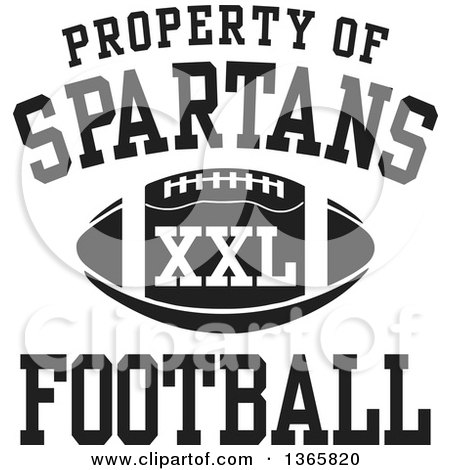Clipart of a Black and White Property of Spartans Football XXL Design - Royalty Free Vector Illustration by Johnny Sajem