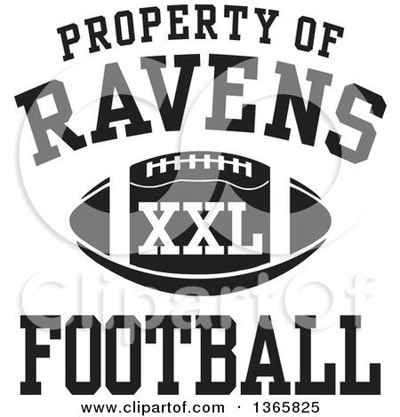 Clipart of a Black and White Property of Ravens Football XXL Design - Royalty Free Vector Illustration by Johnny Sajem