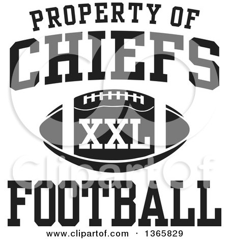 Clipart of a Black and White Property of Chiefs Football XXL Design - Royalty Free Vector Illustration by Johnny Sajem