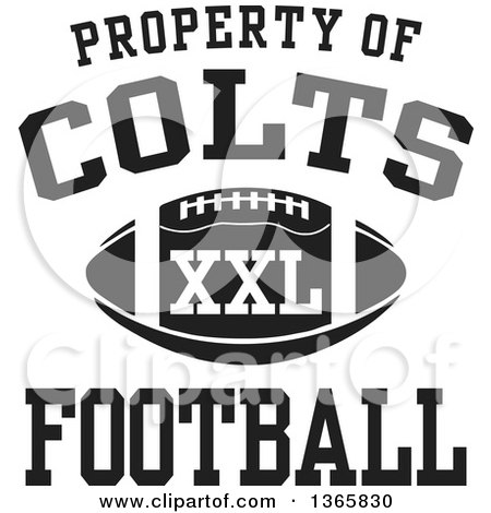Clipart of a Black and White Property of Colts Football XXL Design - Royalty Free Vector Illustration by Johnny Sajem