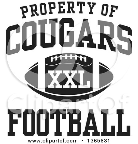 Clipart of a Black and White Property of Cougars Football XXL Design - Royalty Free Vector Illustration by Johnny Sajem