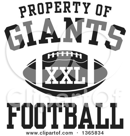 Clipart of a Black and White Property of Giants Football XXL Design - Royalty Free Vector Illustration by Johnny Sajem