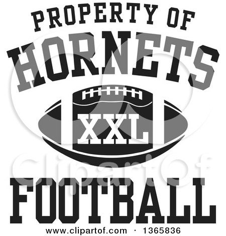 Clipart of a Black and White Property of Hornets Football XXL Design - Royalty Free Vector Illustration by Johnny Sajem