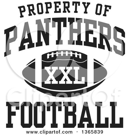 Clipart of a Black and White Property of Panthers Football XXL Design - Royalty Free Vector Illustration by Johnny Sajem
