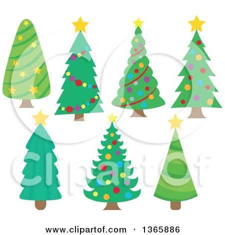 Clipart of Christmas Trees - Royalty Free Vector Illustration by visekart